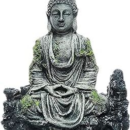 Aquarium Decoration Ornaments for Fish Tank Underwater Landscape Hideaway Fish Tank Scenery for Betta, Small Lizards, Etc(Buddha Statue Decor, Resin),5.6 X 6.9 Inch-7