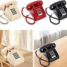 Fashion My Day Vintage Design Wired Desk Telephone Metal Base for Hotel Home 13x22.2x11.5cm Beige-image-56