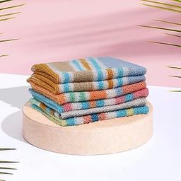 Kuber Industries Cotton Face Towel Handkerchief - Sweat Absorbent Unisex Multi Lining Hanky - Set of 6 - Multicolor-picture-49