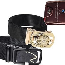 Men’s Formal/Causal Automatic Push Lock Nylon Woven Belt Combo Set of 2for Men RA100-image-92