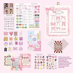 Shop ABC Self Love Journaling Kit with Stickers, 500+ Pieces, Pink Theme, Includes Character Stickers, Paper Pack and Theme Sheets-picture-23