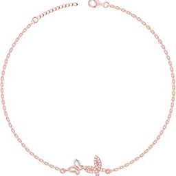 925 Silver Rose Gold Butterfly Duo Anklet,Single | Anklets for Women and Girls | With Certificate of Authenticity and 925 Stamp | 6 Months Warranty-image-14
