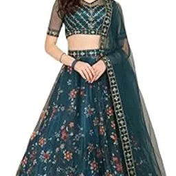 piludi Women's Ethnic Wear Floral Digital Printed Organza zari Sequin Work Semi-Stitched Lehenga Choli With Dupatta-picture-8