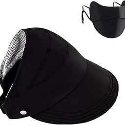 Sun Bucket Hat for Women with Detachable Face Mask - Stylish UPF 50+ Foldable Fisherman Cap for Girls, Adjustable Summer Outdoor Sun Hat (Cloud Black)-image-81