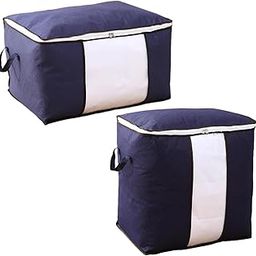 HEAVENGLOW 2Pcs Quilt Storage Bags with Zippers for Toys Bedding Accessories Bed Sheets Navy-image-99