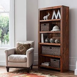 Wooden Book Shelf for Home Library | Bookshelf for Home Library | Book Shelves Open Bookcase Books Rack | Display Unit Book Stand for Office & Home (Natural Teak)-18