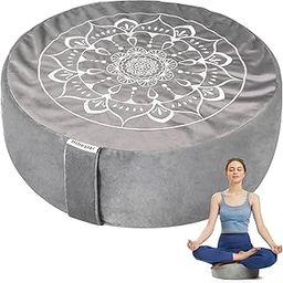 Hihealer Meditation Cushion - Large Velvet Zafu Floor Pillow for Adults and Women - Comfortable Yoga Pillow with Traditional Tibetan Buckwheat Filling for Meditation and Relaxation-image-7