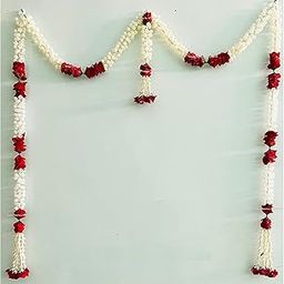 Sphinx Artificial Jasmine (Mogra) and Roses Door Toran/Door Hangings/Door Garlands for Main Entrance,Festive Wedding Housewarming Decorations-(Sine Line with Clustered/Tassle Strings,1),8 Centimeters-image-39