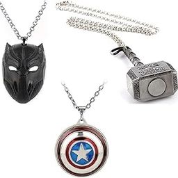 Stylish Black Mask Shaped Locket and Superhero Character Accessory Metal Pendant Souvenirs with Length Adjustable Chain for Unisex; Pack of 3 (C-1183)-picture-10