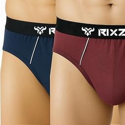 Men's Cotton Briefs - 100% Cotton (Pack of 2) Navy Blue and Maroon Color Outer Elastic Breif-image-72