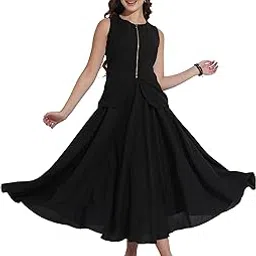 fashfun clothing Fashfun Women's Black Solid Linen Blend Waistcoat with Flared Skirt Cordset-picture-18