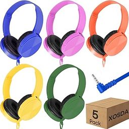 XOSDA Kids Headphones Bulk 5 Pack for School Classroom Students K-12, Wholesale Wired Durable Headphones for Children Toddler Boys Girls Computer Chromebook Laptop PC (LS450, 5 Mixed)-image-15
