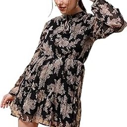 by The Indian Garage Co Women Fit and Flared Floral Print Mandarin Collar Tiered Dress-image-27