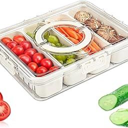 Kuber Industries Plastic Fridge Storage Containers with 4 Removable Boxes, Lid & Handle | Airtight Fridge Organiser Storage Boxes for Vegetables, Fruits and Food | Transparent - White-picture-2