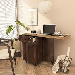 Studio Kook Smart Convertible Desk Engineered Wood Computer Table 43.7" (Junglewood, Matte Finish, Modern Style)-19