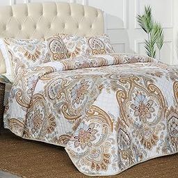 Mellanni Bedspread Coverlet Set Paloma Beige - Bedding Cover - Oversized 3-Piece Quilt Set (Full / Queen, Paloma Beige)-image-51