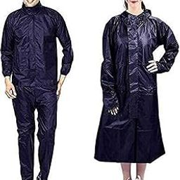 Men's & Women's Combo Pack of 02 Raincoat/Rainwear/Rainsuit/barsaati with Hoods and Side Pocket 100% Waterproof rain Suit (Navy Blue)-picture-54