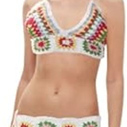 Crochet Handmade Bikini high Hip Brazilian Crochet Bikini Set Yellow Bikini Crochet Swimwear Bikini Crochet Beachwear Crochet Gift for Woman White with Flower-picture-13