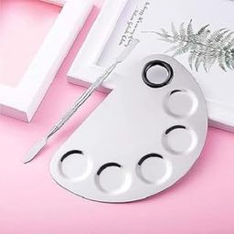 5-well Stainless Steel Makeup Palette with Spatula Tool (6 x 4 Inches)-image-74