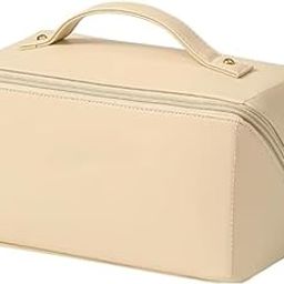 Premium Travel Makeup Bag for Women – Waterproof Cosmetic Organizer Pouch with Zipper – Large Capacity, Elegant Design, Portable Toiletry Bag for Daily Use & Travel (Beige)-image-8