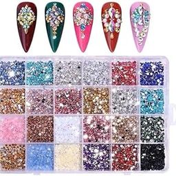 Nail Charms 3D Stone Nail Decals Color Resin Camellia Nail Decals Assorted Color Stone Nail Decals for DIY Nail Art Creative Nail Art Decals Nail Charms (Stone muluti Colour)-image-68