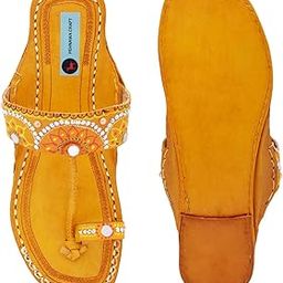 Carnation Original Kolhapuri ethnic flats for Women | Leather fancy kollapur chappal | Stylish ladies Bridal sandal | Traditional kolapuri footwear | colapuri for girls | Mustard Yellow color | Mandala Art-picture-38