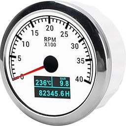 UniMarket® Pointer Tachometer, Universal Multifunction Water Temp 3 in 1 RPM Tacho Meter for Marine for Boat for Car(White plate)'$-16