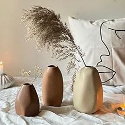 Craftribal Ceramic Stone Vase Set Combo Pack, 6.5" inches, 6" inches, 4" inches, Matte Finish White-image-2