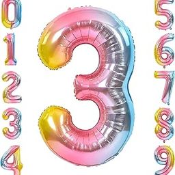 FI - FLICK IN 1 Pc Big Size Number 3 Foil Balloon 32 Inch Large Rainbow Number Foil Balloon Gradient 0 to 9 Number Balloons for Decoration 3rd Birthday Anniversary Decoration Items (Pack of 1, Rainbow)-4