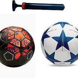 Soccer Ball Set with 2 Professional Footballs and Ball Pump, Black-Orange and White-Blue Design-image-63