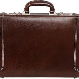 REO Mens Pure Leather Laptop Office Briefcase Bag for Business Men (Brown)-10