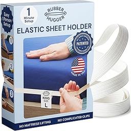 RUBBER HUGGER Bed Sheet Holder Strap Band Approach for Keeping Your Sheets On Your Mattress - No Sheet Straps, Sheet Clips, Grippers, Or Fasteners. (Large for King Mattress)-21