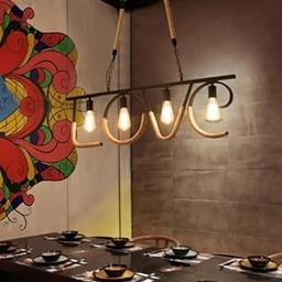 Ceiling Light Industrial Black Finish Love Design Metal Shade Hanging Pendant Ceiling Lamp E27 Base (Bulb Not Included)-image-24