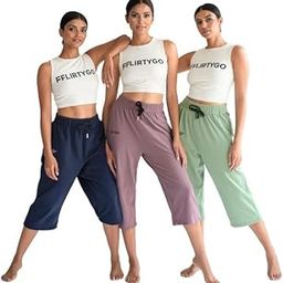 Women's Cotton Plain Calf Length Capri | Nightwear Pyjama | 3/4th Solid Pyjama Pant | Casual wear & Lounge Wear Capri Combo (Pack of 3)-image-34