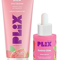 PLIX - THE PLANT FIX Vitamin C Guava Combo, Juicy Cleanser 100ml and Face Serum 20 ml For Skin Brightening, With Pro Vitamin B5 For Moisturization & Alpha Lipoic Acid, Pentavitin Skincare Regimen-41