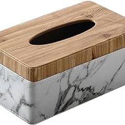 HEAVENGLOW Rectangular Wooden Tissue Box Cover Facial Tissue Holder Case for Restaurant Marbling-image-29