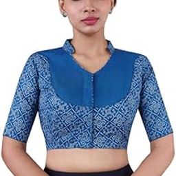 Women Cotton Blend Half Sleeve Blouse(M-005774@@p)-image-35