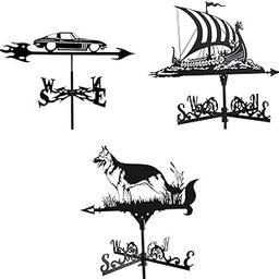 UJEAVETTE 3X Metal Weather Vane Garden Stake Ornament Roof Weathervane-image-24
