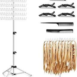 Braiding Hair Rack Standing Hair Extension Holder Hanger, 144 Pegs Hair Divider Rack for Braiding Hair Separator Stand Display Stand (white)-image-85
