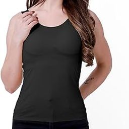 Women's Padded Camisole Tank Top with Built-in Shelf Bra| Relaxed Fit | Black Size S to XL.-picture-18