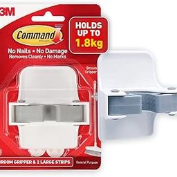 Command Broom Gripper,1 Hook and 2 Strips,Self Adhesive,Damage Free Walls, Holds 1.8kg,White-8
