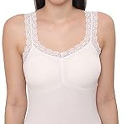 Women's Modal Lace Spandex Padded Wire Free Camisole/Inner with Lace Trim On Neck, Removable Pads, Free Size-image-92