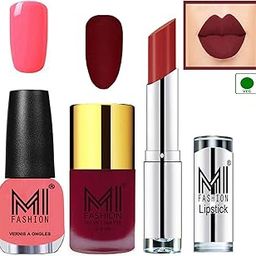MI Fashion Nail Polish and Lipstick Combo - Mauve Matte,Pink Mania Shine and Brown Sugar-image-14