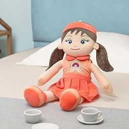 Mirada Cute Peach Huggable Rainbow Girl Doll Soft Toy for Baby Girls/Kids | Stuffed Plush | Ideal Gift for Rakhi/Raksha Bandhan/Birthday - 38cm-image-1