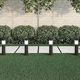 Pure Garden Solar Path Bollard Lights, Set of 6-15” Stainless Steel Outdoor Stake Lighting for Garden, Landscape, Yard, Driveway, Walkway (Black) (White Lights)-14