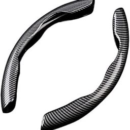 MotiBa New Carbon Fiber ABS Texture Steering Wheel Grip Cover for Cars, Safe and Non Slip Car Interior Accessory (Carbon Black)-image-89