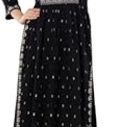 Women's Embroidered Anarkali Gown – Black Cotton Long Dress for Festive-image-34