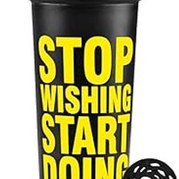 COOL INDIANS Stop Wishing Shaker For Men Gym Shaker For Men & Women Shaker For Protein Shaker Gym Shaker Bottle 100% Leak Proof BPA Shaker Ball Free (Yellow)-image-22