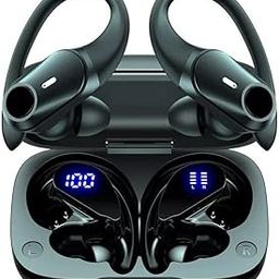 SGNICS for Motorola Moto G Stylus 5G (2022) Wireless Earbuds Headphones with Charging Case & Dual Power Display Over-Ear Waterproof with Mic for Sport Running Workout Black-image-68
