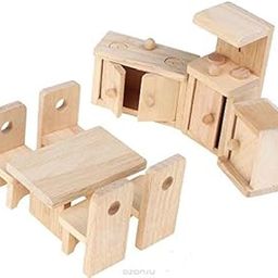 lakshya wooden lounge bathroom kitchen dollhouse furniture set (wooden textured)- Multi color-image-75